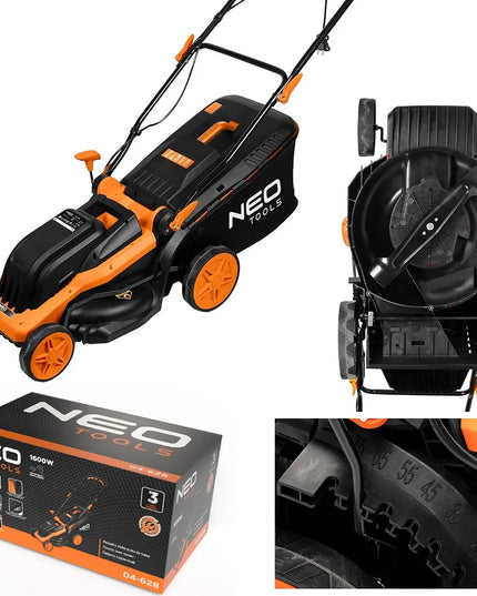 Elektrinė vejapjovė 1600W 380mm, krepšys 45L NEO TOOLS 04-628