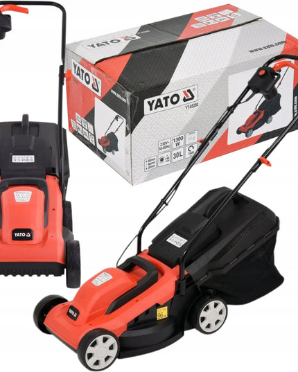 Elektrinė žoliapjovė Yato 1300 W, pjovimo plotis 33 cm, krepšys 30 L