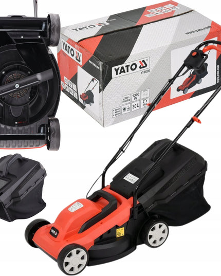 Elektrinė žoliapjovė Yato 1300 W, pjovimo plotis 33 cm, krepšys 30 L