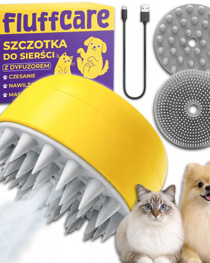 Elektrinis 3-in-1 kailio šepetys su drėkintuvu šunims ir katėms, silikoninis