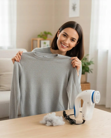 Elektrinis audinių skustuvas tinklinis megztiniams ir baldams galingas ir didelis su 3 peiliukais