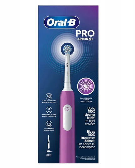 Elektrinis dantų šepetėlis vaikams Oral-B Pro 3 Junior violetinis + priedai