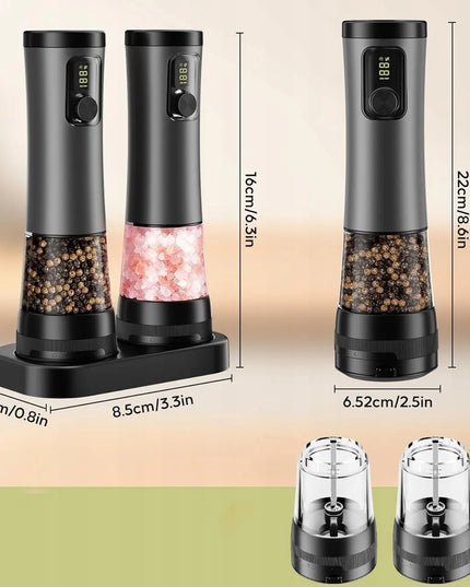 Elektrinis druskos ir pipirų malūnėlių rinkinys, įkraunamas USB, 2 vnt.