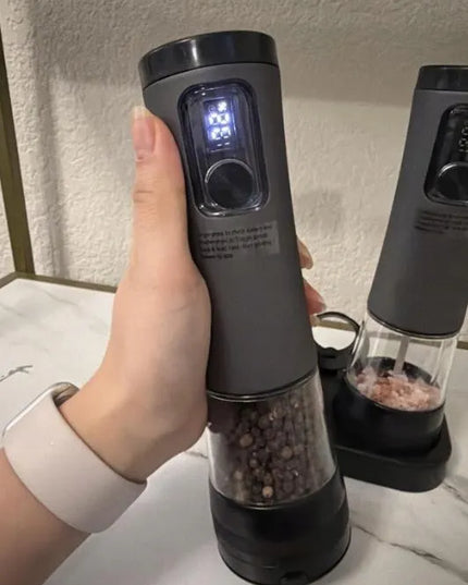 Elektrinis druskos ir pipirų malūnėlių rinkinys, įkraunamas USB, 2 vnt.