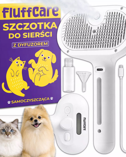 Elektrinis garų šepetys šunų ir kačių kailiui, savaime išsivalantis