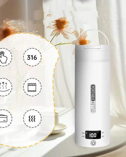 Elektrinis kelioninis virdulys 300W 0,5L baltas su temperatūros reguliavimu