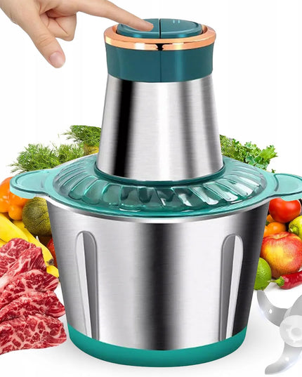 Elektrinis mėsos, svogūnų ir daržovių smulkintuvas, 300W, 2L, nerūdijantis plienas