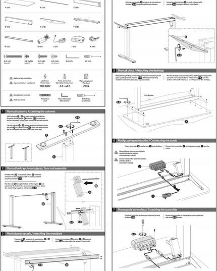 Elektrinis reguliuojamas stalas Control 120/60 LVNSystem baltas 72-114 cm