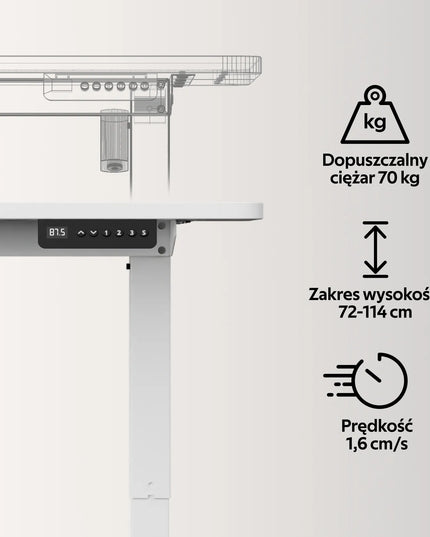 Elektrinis reguliuojamas stalas Control 120/60 LVNSystem baltas 72-114 cm