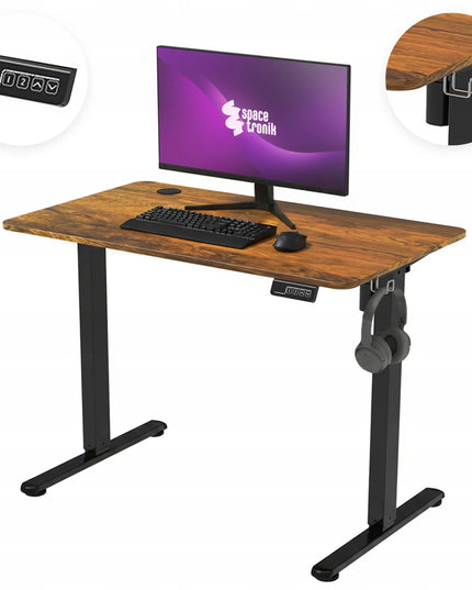 Elektrinis reguliuojamas stalas Spacetronik 120x60 cm, juodas ąžuolas