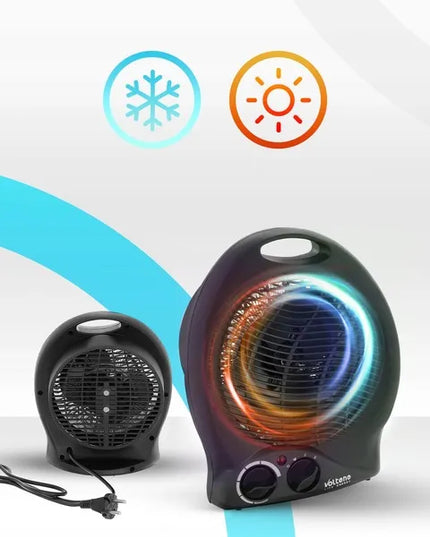 Elektrinis šildytuvas ventiliatorius su termostatu 2000 W, juodas
