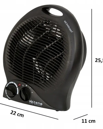 Elektrinis šildytuvas ventiliatorius su termostatu 2000 W, juodas