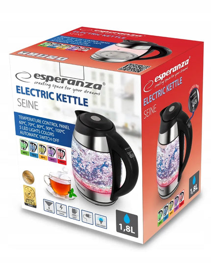Elektrinis stiklinis virdulys Esperanza SEINE 1.7L LED temperatūros reguliavimas 2200W