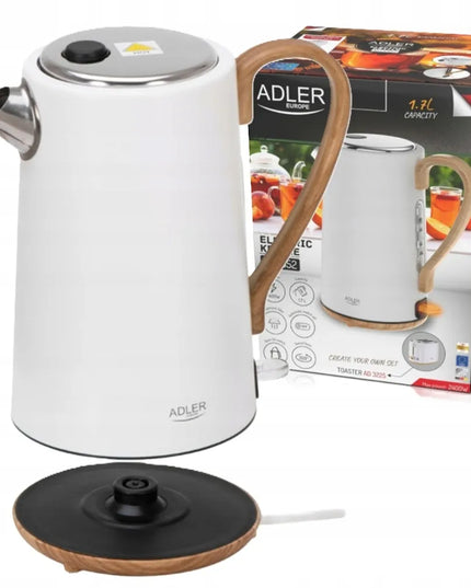 Elektrinis virdulys Adler AD1352, 2200W, 1.7L, baltas