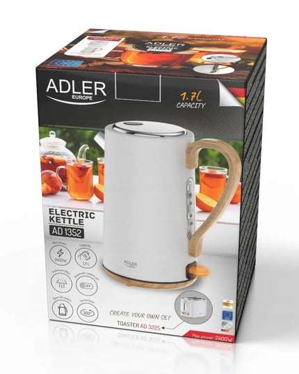 Elektrinis virdulys Adler AD1352, 2200W, 1.7L, baltas