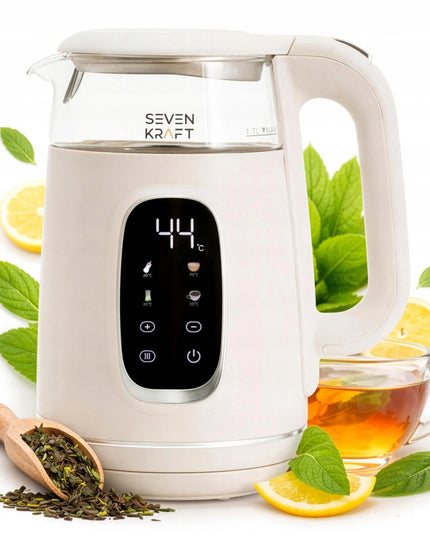 Elektrinis virdulys SevenKraft 1,7 l su temperatūros reguliavimu, smėlio spalvos