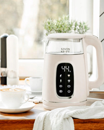 Elektrinis virdulys SevenKraft 1,7 l su temperatūros reguliavimu, smėlio spalvos