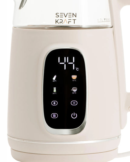 Elektrinis virdulys SevenKraft 1,7 l su temperatūros reguliavimu, smėlio spalvos