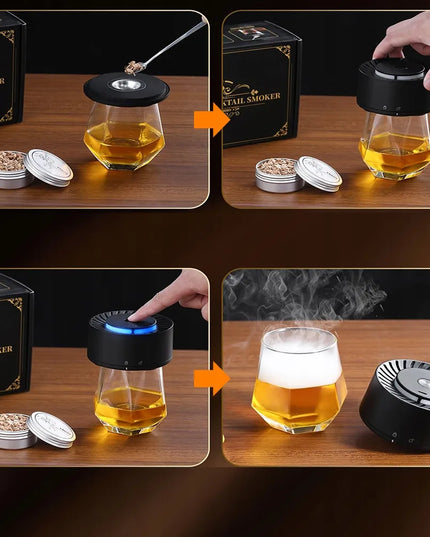 Elektrinis viskio rūkymo rinkinys SMOKER su USB ir 6 rūšių medžio drožlėmis