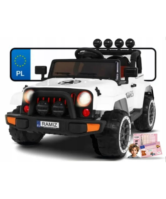 Elektrinis visureigis vaikams 4x4 „Ramiz“, 12V, baltas