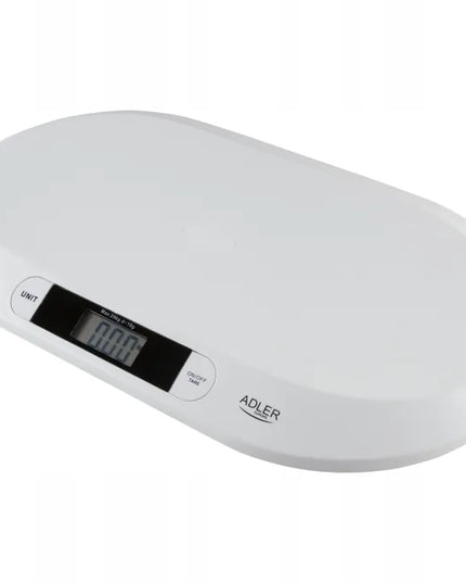 Elektroninės vaikiškos kūdikių svarstyklės iki 20 kg su HOLD funkcija ir tarokščiu Adler AD 8139