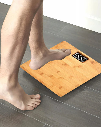 Elektroninės vonios svarstyklės, bambukinės, su LCD ekranu, neslystančios, 180 kg, RETOO E730