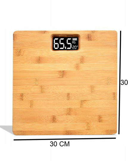 Elektroninės vonios svarstyklės, bambukinės, su LCD ekranu, neslystančios, 180 kg, RETOO E730