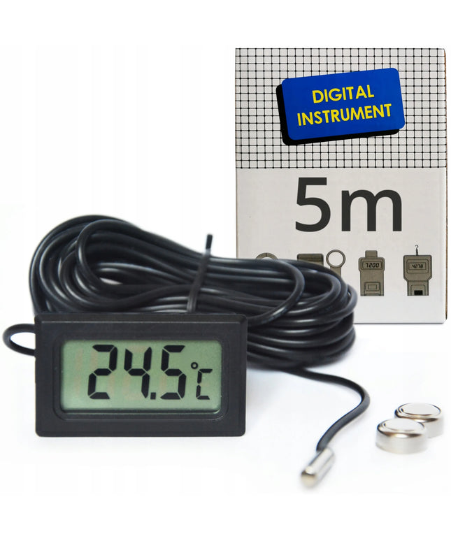 Elektroninis skydinis termometras su jutikliu -50+110°C, 5 m laidas + baterijos