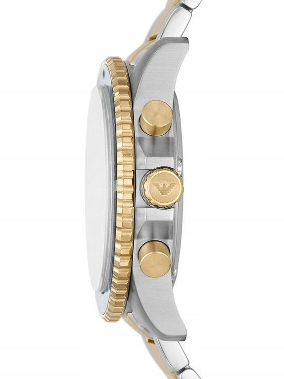 Vyriškas laikrodis Emporio Armani AR11362 Diver – nerūdijančio plieno apyrankė, chronografas, WR100 atsparumas vandeniui