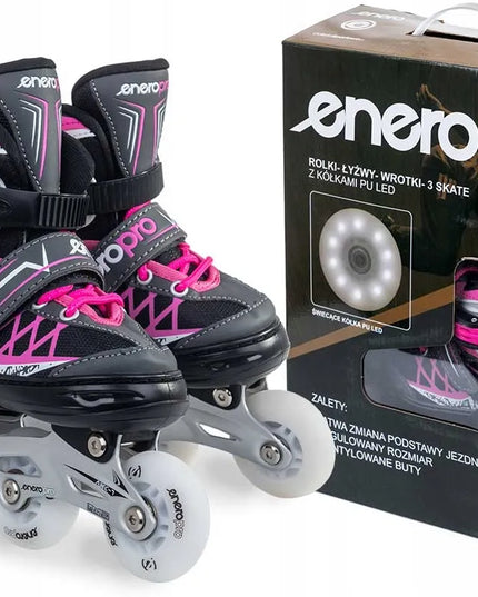 Enero 4in1 riedučiai, pačiūžos, riedlentės, 30-33 dydis, LED ratai