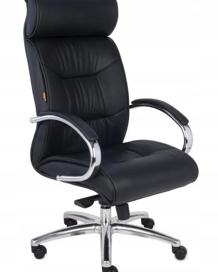 Ergonominė biuro kėdė Grospol Supreme SN1, juoda natūrali oda