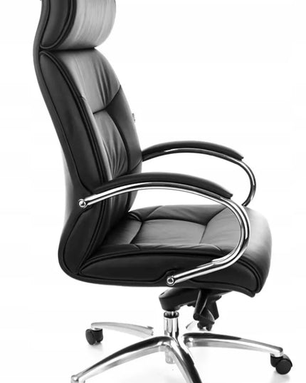 Ergonominė biuro kėdė Grospol Supreme SN1, juoda natūrali oda