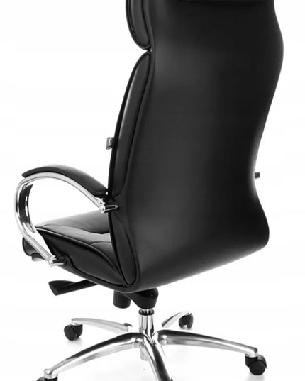 Ergonominė biuro kėdė Grospol Supreme SN1, juoda natūrali oda