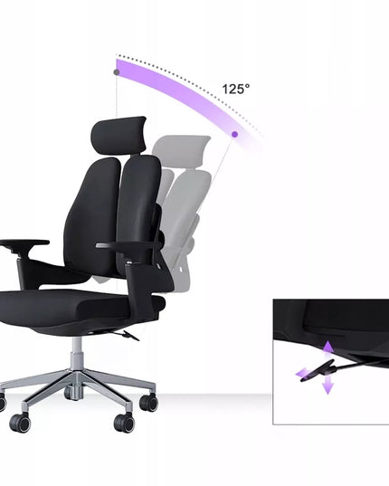 Ergonominė biuro kėdė Spacetronik BARRY, pasukama, reguliuojama, didelė, medžiaginė, juoda