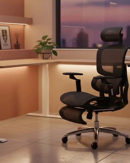 Ergonominė biuro kėdė Spacetronik su masažo funkcija, atrama kojoms, juoda