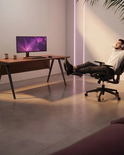 Ergonominė biuro kėdė Spacetronik su masažo funkcija, atrama kojoms, juoda