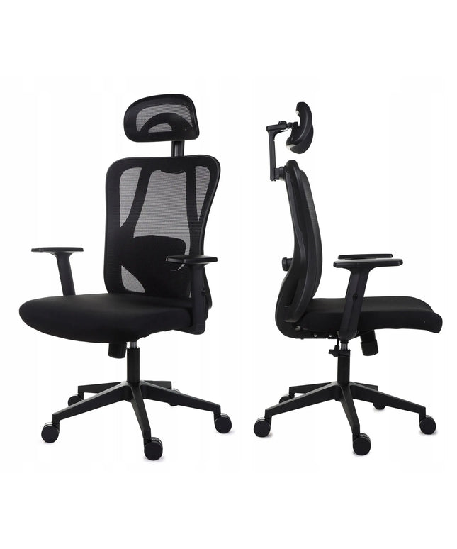 Ergonomiška biuro kėdė Giosedio FXB004 su reguliuojamais porankiais ir galvos atrama, saugus