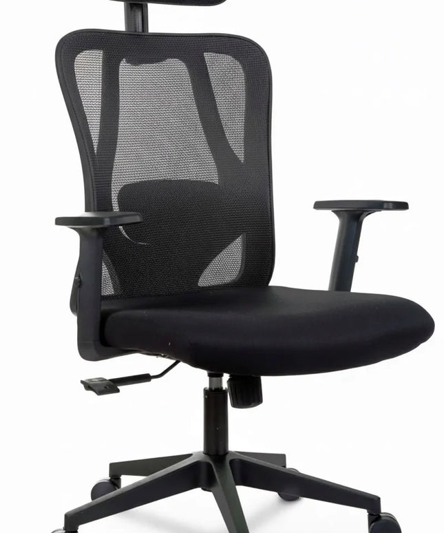 Ergonomiška biuro kėdė Giosedio FXB004 su reguliuojamais porankiais ir galvos atrama, saugus