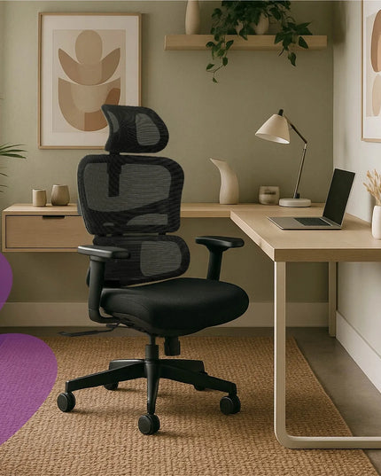 Ergonomiška biuro kėdė Spacetronik, reguliuojama, iki 136 kg, sukamoji, juoda