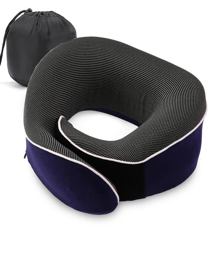 Kelioninė ergonomiška kaklo pagalvė – atminties putų kaklo atrama lėktuvui, automobiliui, miegui, reguliuojama, su laikymo maišeliu