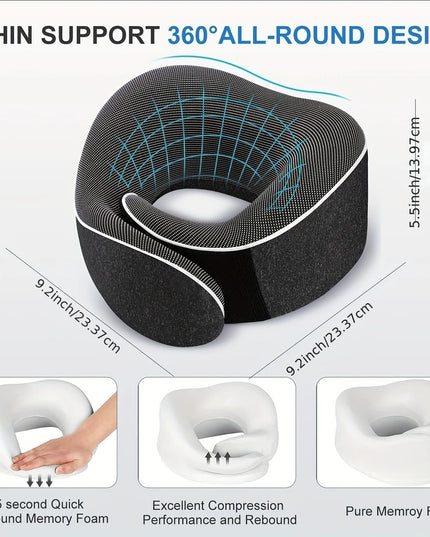 Kelioninė ergonomiška kaklo pagalvė – atminties putų kaklo atrama lėktuvui, automobiliui, miegui, reguliuojama, su laikymo maišeliu