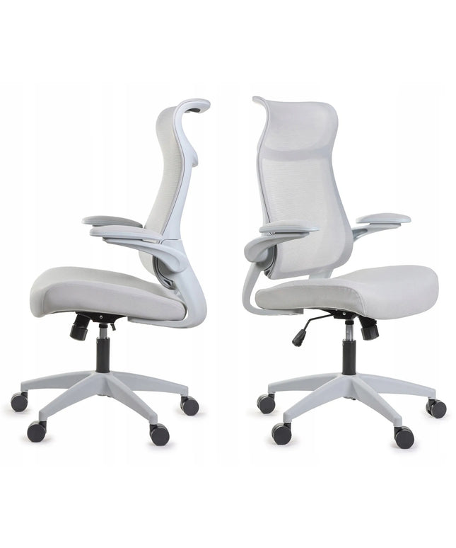 Ergonomiška pilka biuro kėdė Giosedio FHX011 su reguliuojamais porankiais