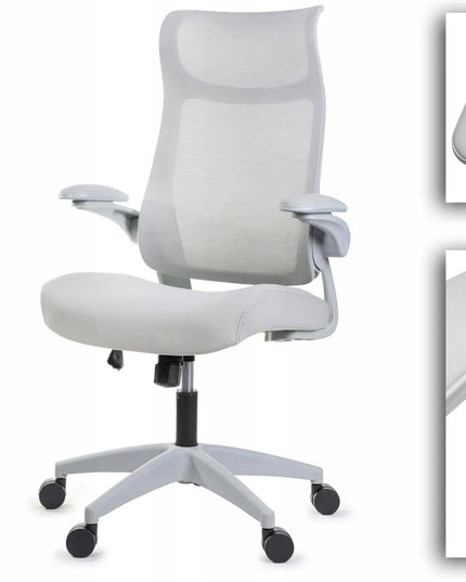Ergonomiška pilka biuro kėdė Giosedio FHX011 su reguliuojamais porankiais