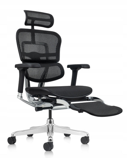 Ergonomiškas biuro kėdės komplektas su kojų atrama Ergohuman 2 Elite juodas