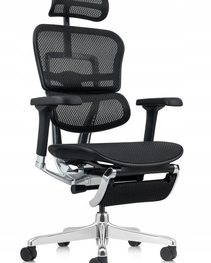 Ergonomiškas biuro kėdės komplektas su kojų atrama Ergohuman 2 Elite juodas