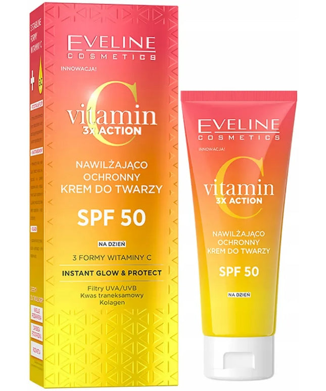 Eveline Vitamin C 3x Action apsauginis veido kremas su SPF50, 30 ml