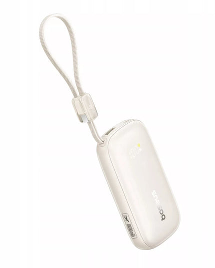 BASEUS išorinė baterija 10000 mAh 45W su ekranu ir nuimamu USB-C/Lightning laidu