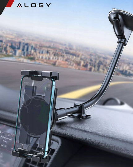 Tvirtas automobilinis laikiklis telefonui ir planšetiniam kompiuteriui, montuojamas ant prietaisų skydelio arba priekinio stiklo