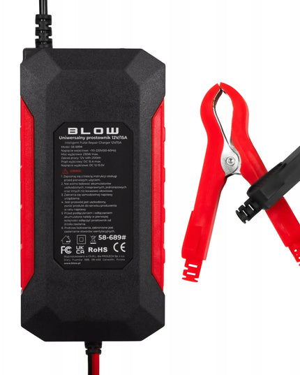 BLOW 12 V 15 A akumuliatorių įkroviklis automobiliams, LiFePO4, su regeneravimo funkcija