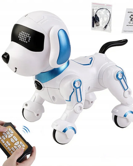 Interaktyvus robotas šuniukas, valdomas nuotoliniu būdu ir programuojamas